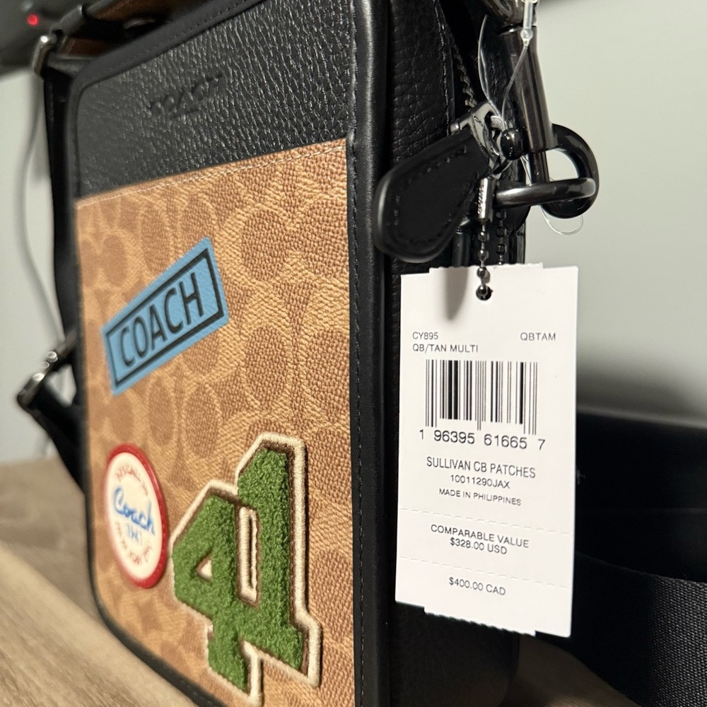 Coach Black and Tan Messenger Bag with Signature Logo - Picture 3 of 8